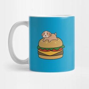 Cute dog on burger t-shirt Mug